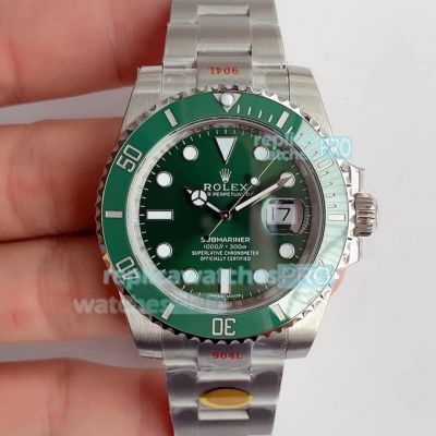 Noob Factory V11 New Replica Rolex Hulk Submariner 116610LV Swiss 3135 Watch